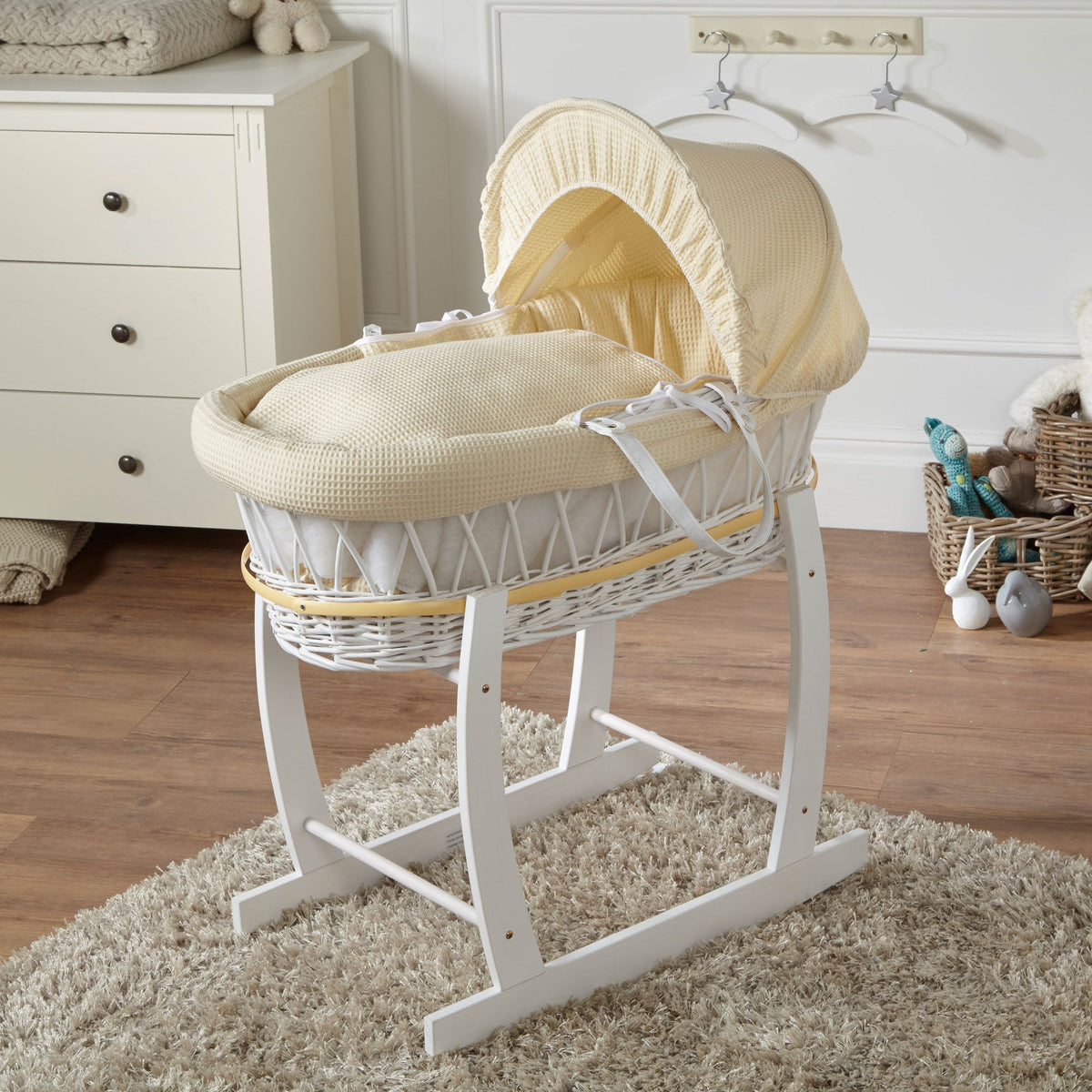 Cream Waffle Moses Basket with Stand