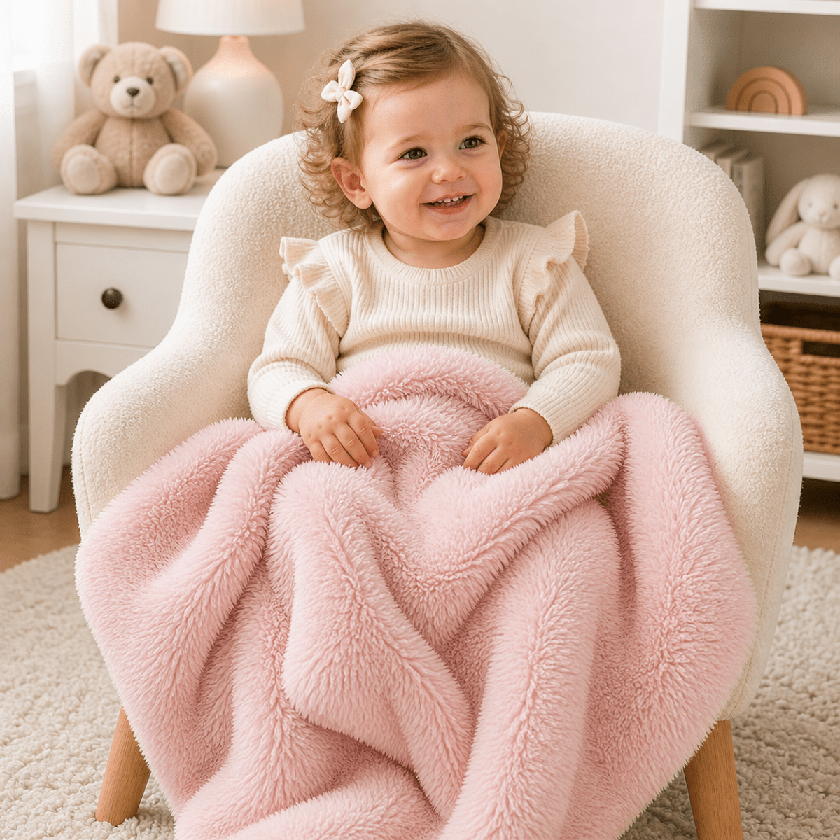 Two faux fur baby blankets