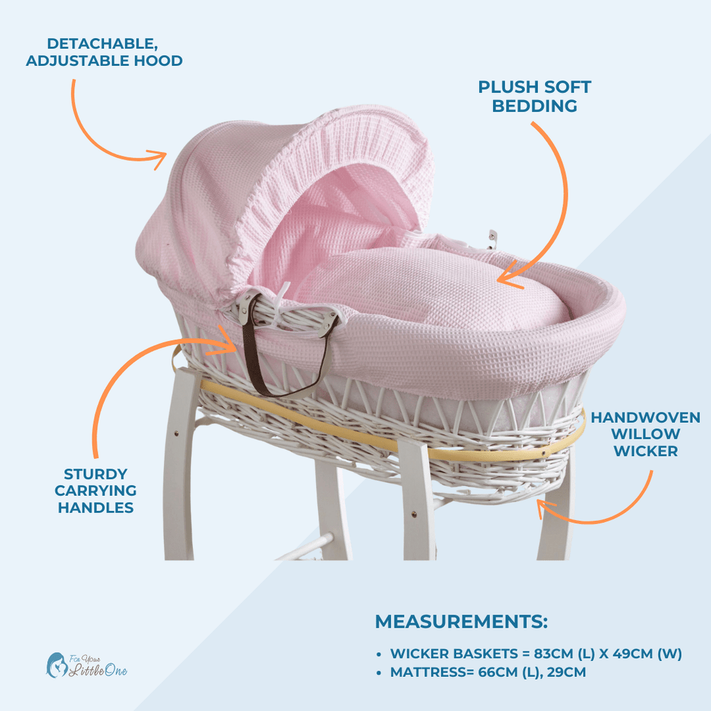 Cream Waffle Moses Basket with Stand