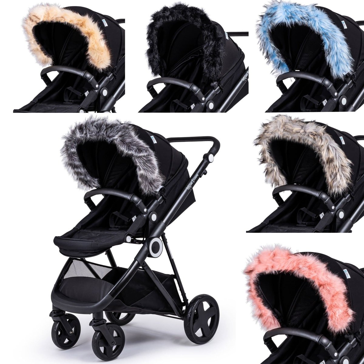 Pram Fur Hood Trim Attachment for Pushchair